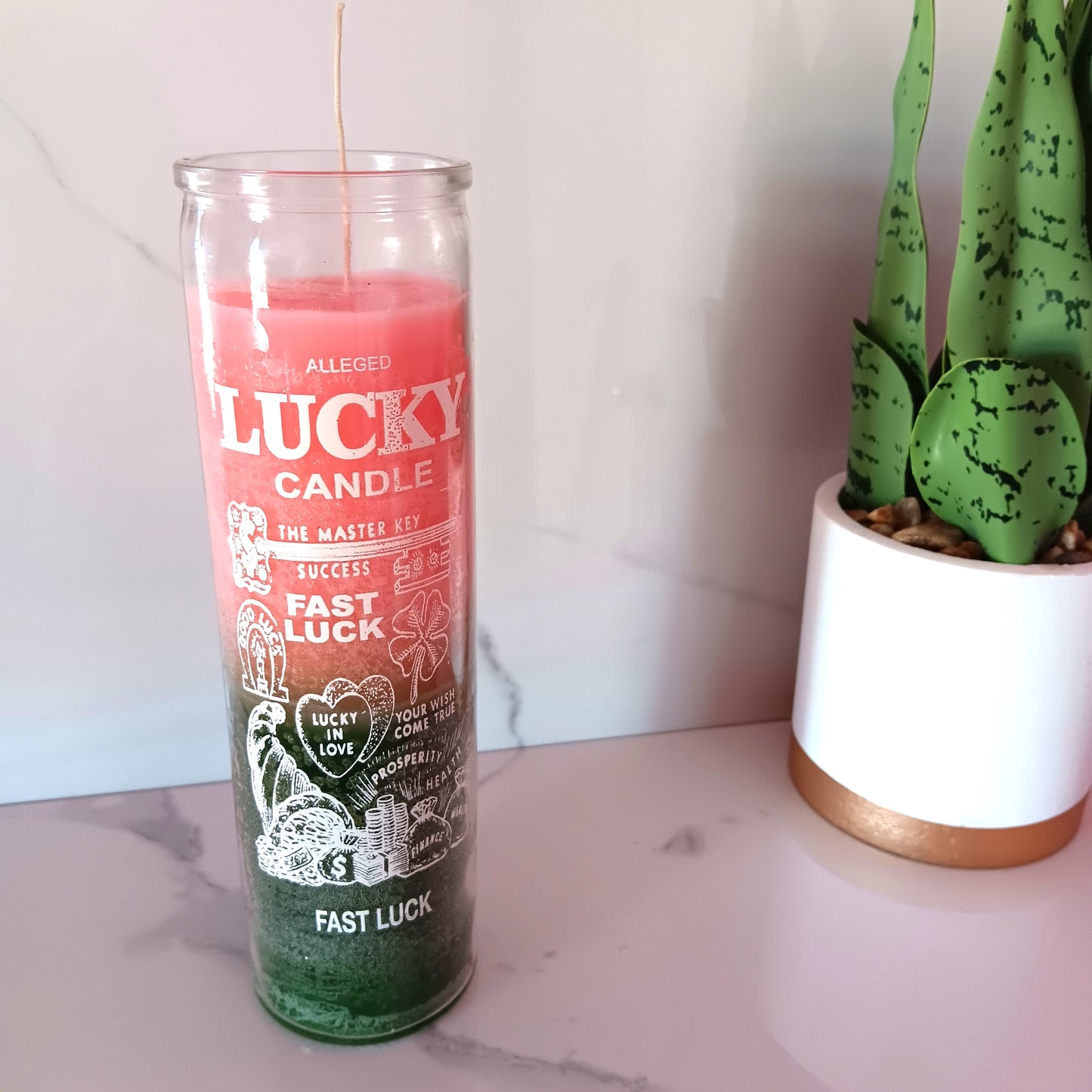 FAST LUCK 7 DAY CANDLE - PINK/GREEN