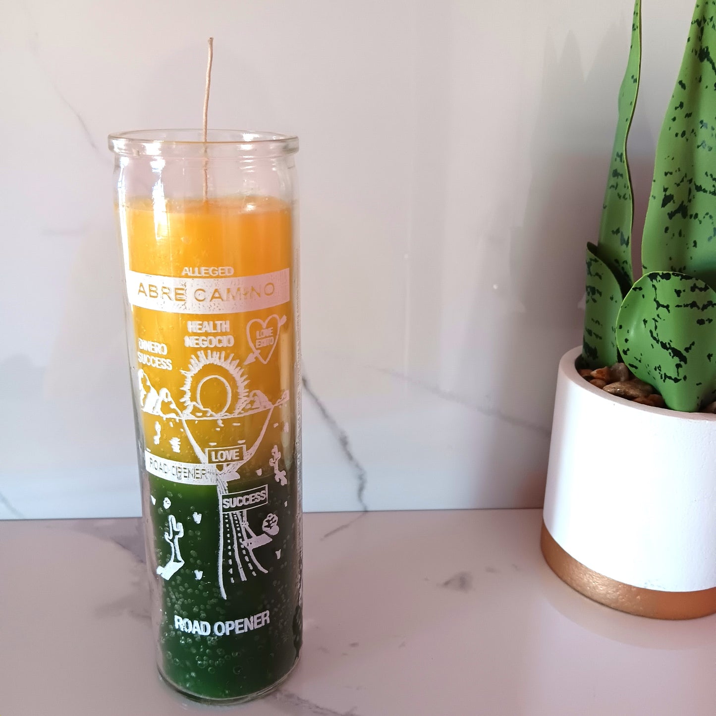 ROAD OPENER 7 DAY CANDLE - YELLOW/GREEN